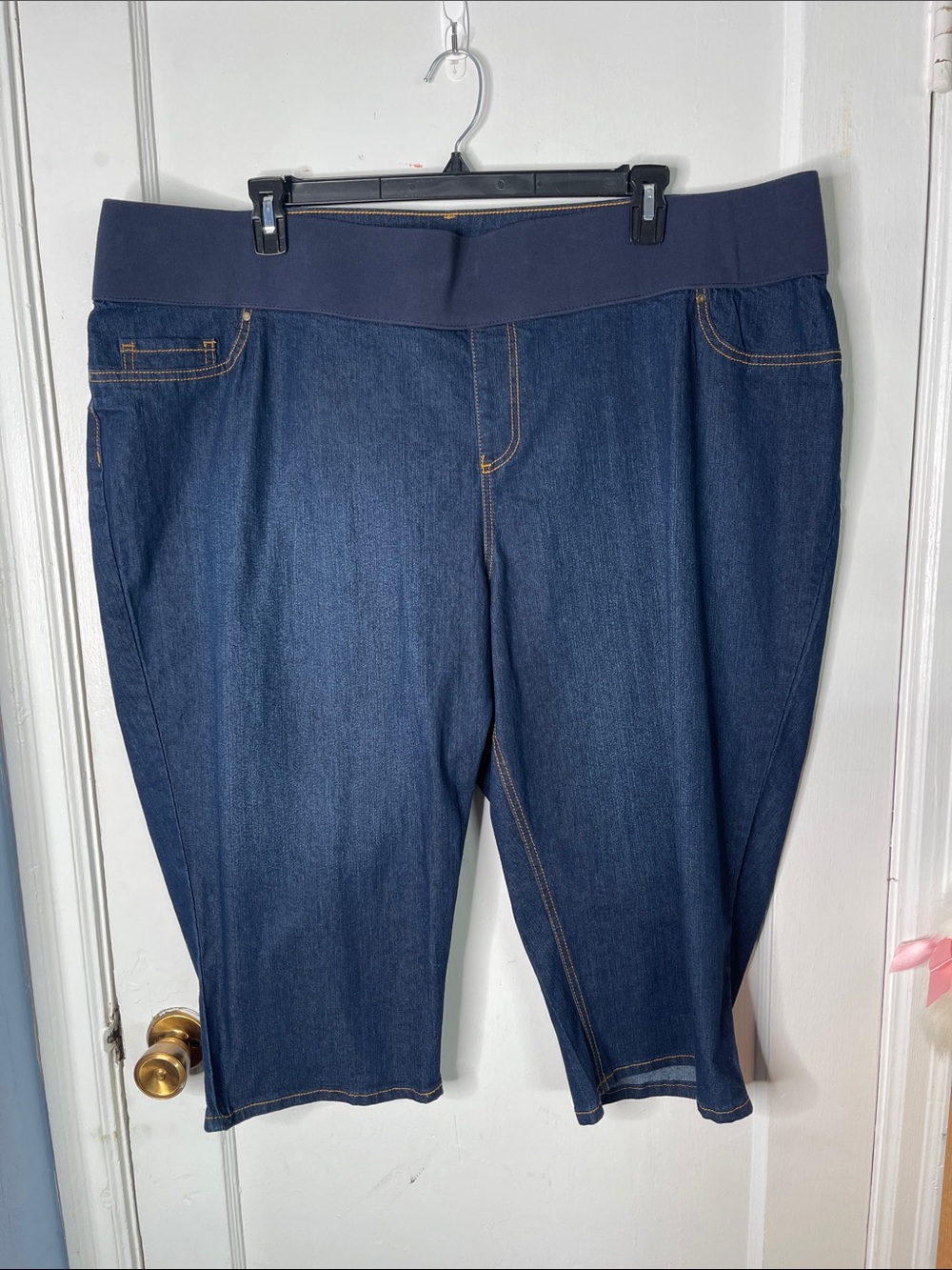 Catherine’s Capri Jeans 3X 26 28 W Plus Size Comfort Soft Waistband Pull On